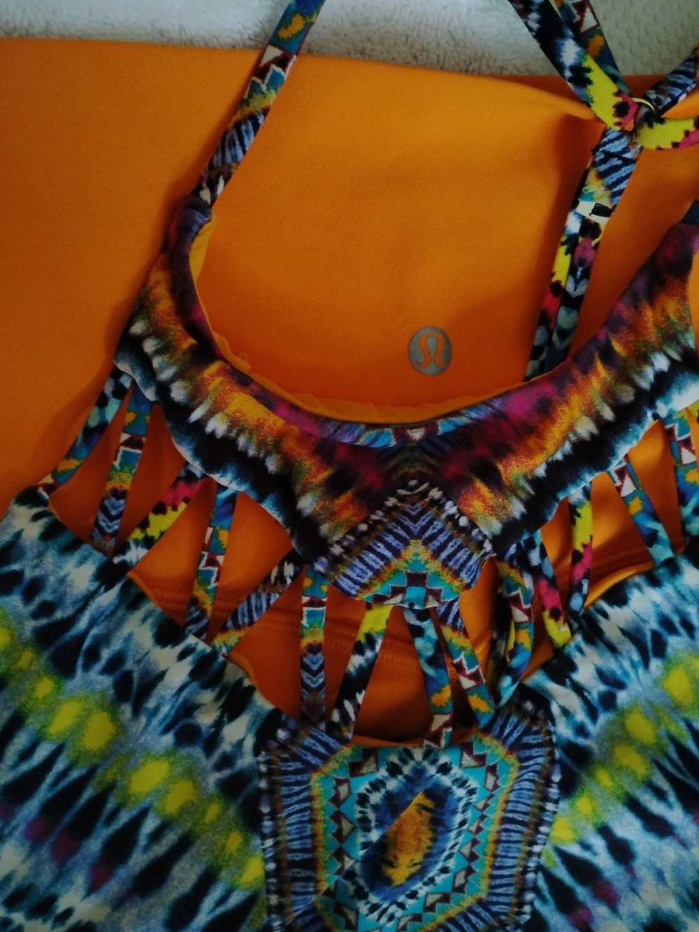 lululemon athletica Women's Multicolor Cutout Tank Top - Orange Accent
